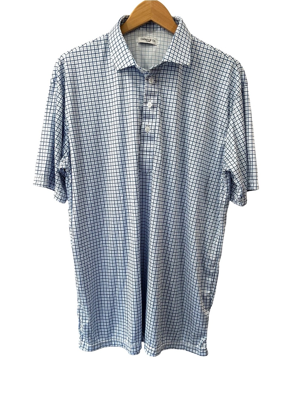 Collars & Co. Semi-Spread Collar Polo XL relaxed white blue crisp collar